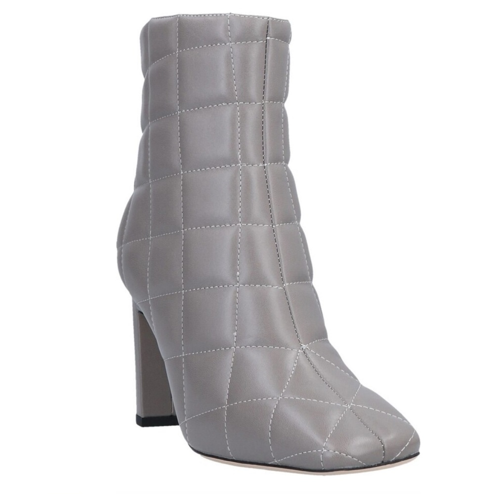 NEW Sz 39 Lola Cruz Quilted Booties Square Toe in Dove Grey